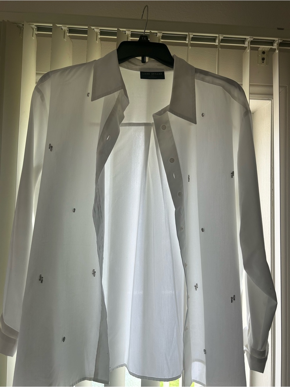 Lane Bryant White Embellished Button-Front Shirt Jacket